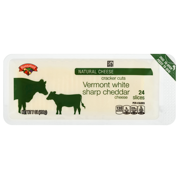 Hannaford Cracker Cuts Vermont White Sharp Cheddar Cheese Slices - 24 ct