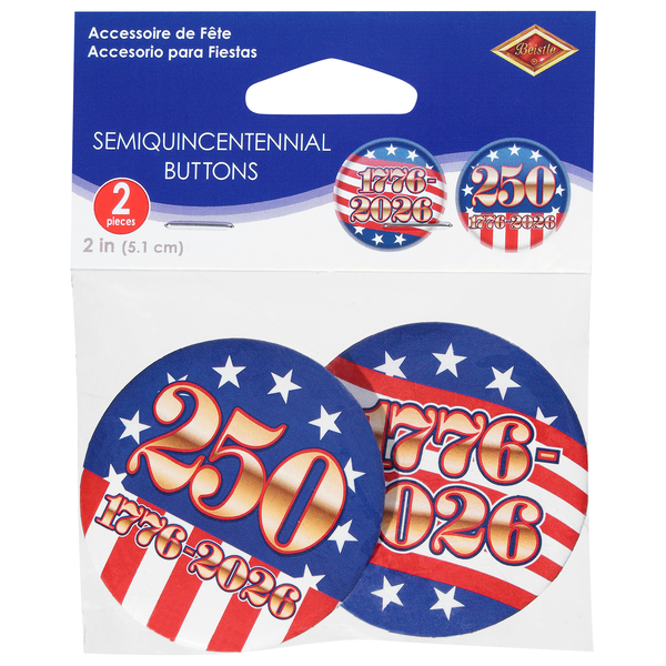Beistle Patriotic 1776 Semiquincentennial Buttons