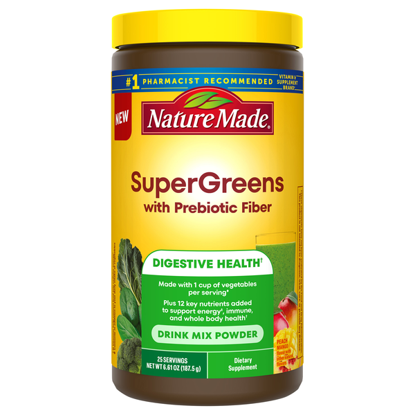 Nature Made Peach Mango SuperGreens w/Prebiotic Fiber Powder Drink Mix