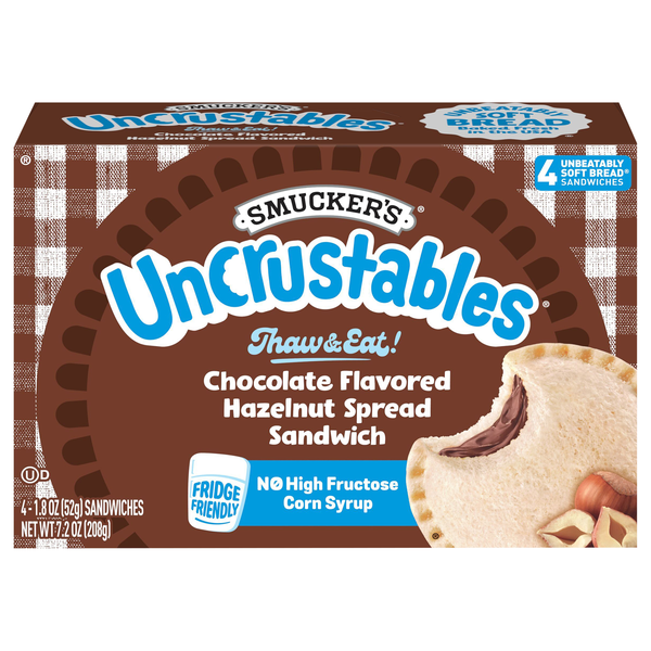 Smucker's Uncrustables Chocolate Flavored Hazelnut Spread Sandwich - 4 ct