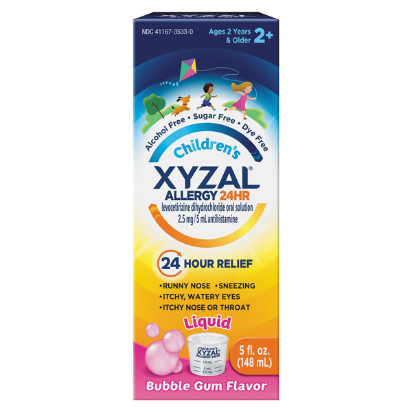 Xyzal Children's 24 HR Allergy Bubblegum Flavor Liquid