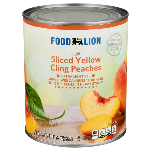 Food Lion Light Sliced Yellow Cling Peaches in Extra Light Syrup