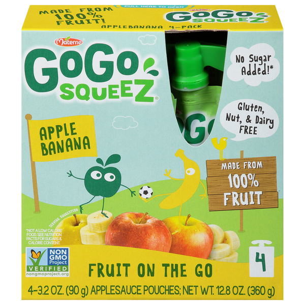 GoGo squeeZ Apple Banana Applesauce Pouches - 4 ct