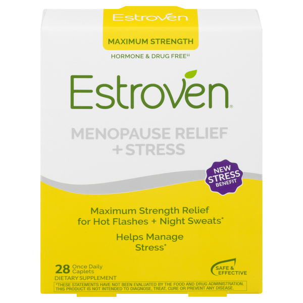 Estroven Menopause Relief + Stress Supplement Caplets Maximum Strength