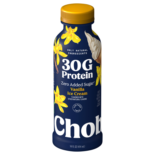 Chobani Zero Added Sugar Vanilla Ice Cream Greek Yogurt 30g Protein Drink