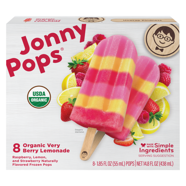 JonnyPops Organic Dairy Free Very Berry Lemonade Pops - 8 ct Frozen