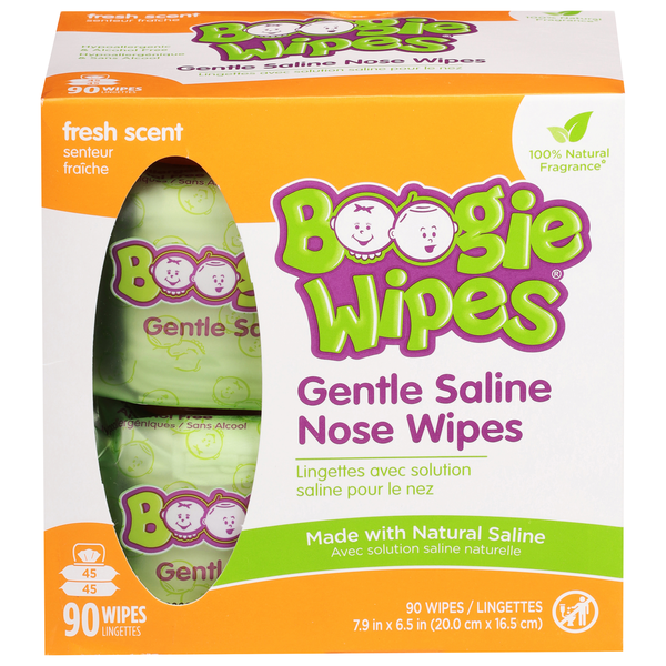 Boogie Wipes Fresh Scent Saline Nose Wipes - 2 pk