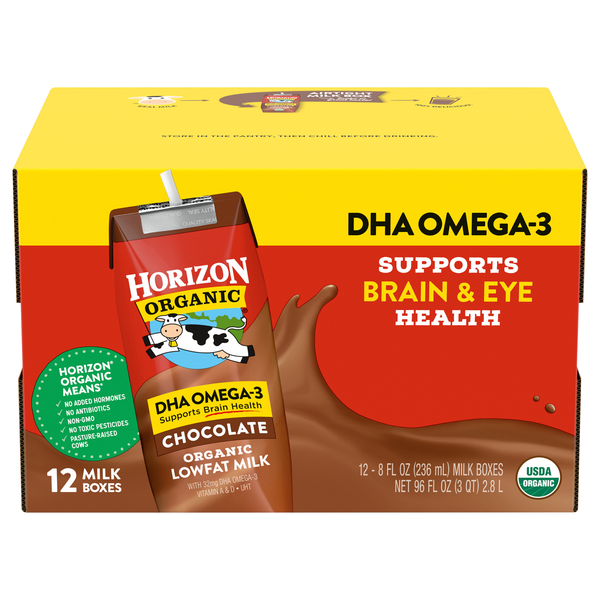 Horizon Organic Low Fat Chocolate Milk w/DHA Omega-3 - 12 pk Shelf Stable