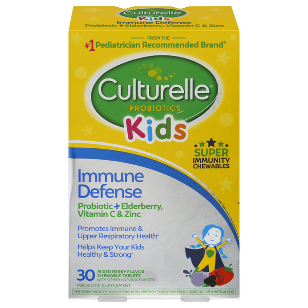 Culturelle Kids Probiotics Immune Defense Mixed Berry Chewable Tablets