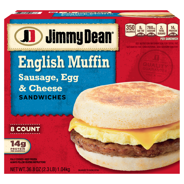 Save on Jimmy Dean English Muffin Sandwiches Sausage Egg & Cheese 8 ct Order Online Delivery