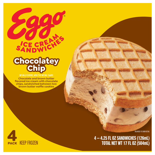 Eggo Chocolatey Chip Ice Cream Sandwiches - 4 ct