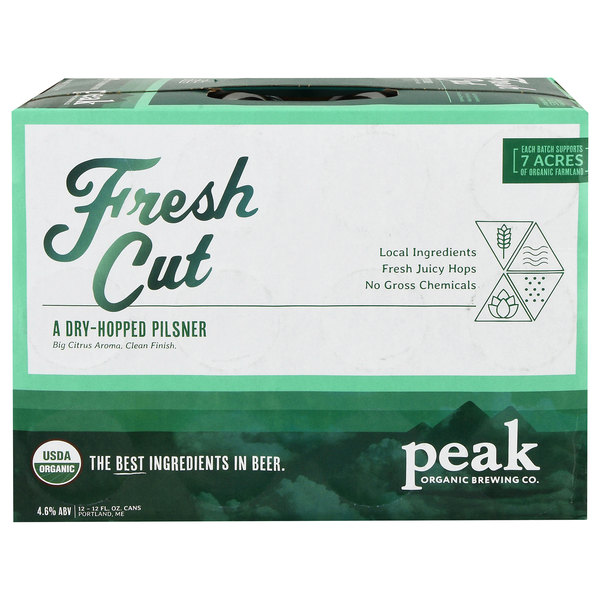 Peak Brewing Organic Fresh Cut Dry Hopped Pilsner Beer - 12 pk