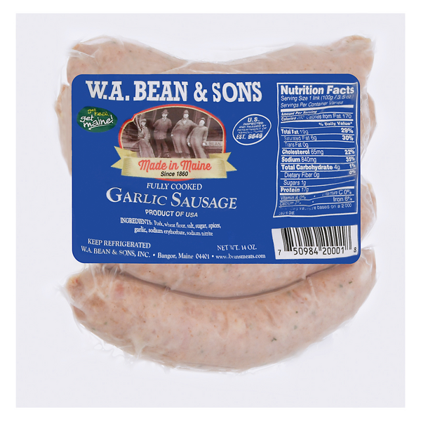 W.A. Bean & Sons Fully Cooked Garlic Sausage - 4 ct