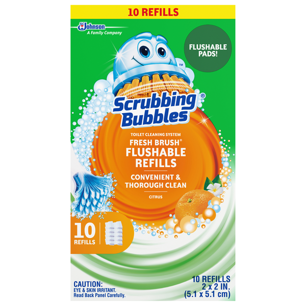 Scrubbing Bubbles Toilet Bowl Cleaner System Fresh Brush Flushable Refills