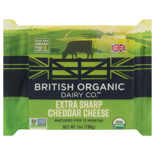 British Organic Dairy Co. Imported Aged Extra Sharp Cheddar Cheese Block