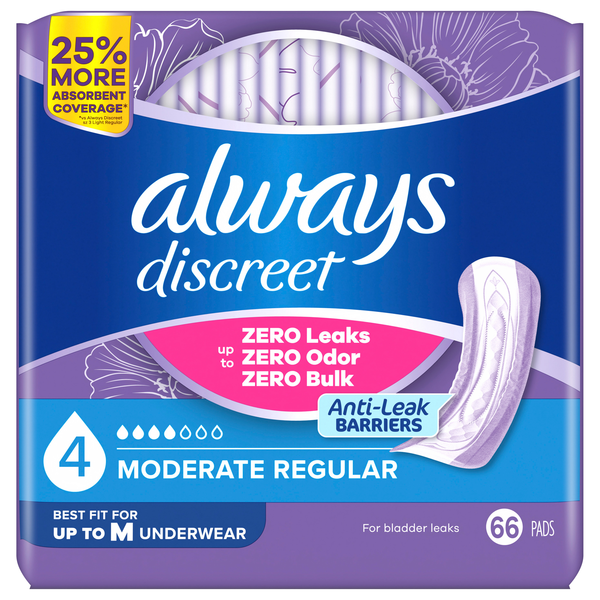 Always Discreet Incontinence Pads 4 Moderate