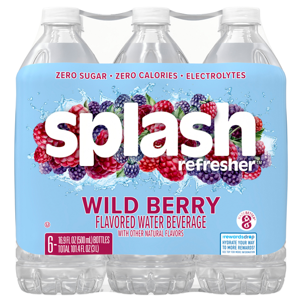 Splash Refreshers Zero Sugar Wild Berry Flavored Water Beverage - 6 pk
