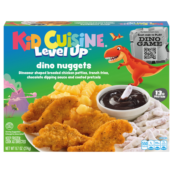 Kid Cuisine Level Up Dino Chicken Nuggets 14g Protein Frozen Meal