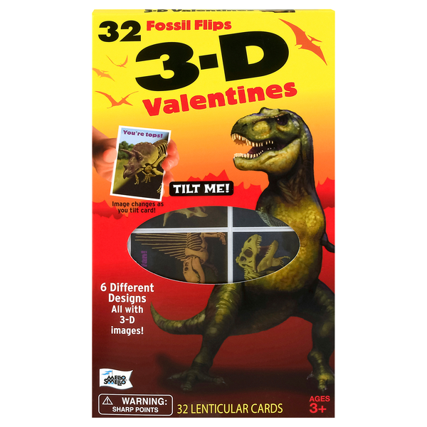 Mello Smello 3-D Fossil Flips Lenticular Valentine's Day Cards