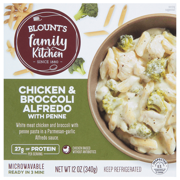 Save on Blount's Family Kitchen Pasta Chicken & Broccoli Alfredo Order