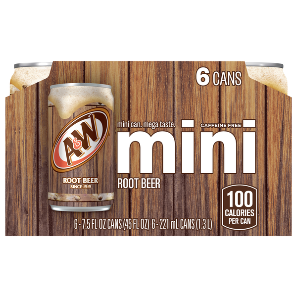 A&W Root Beer Soda Caffeine Free Mini - 6 pk