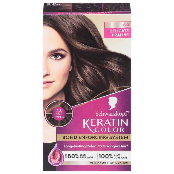 Schwarzkopf Keratin Color Permanent Hair Color Delicate Praline 6.0