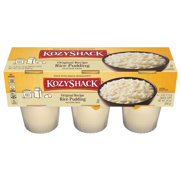 Kozy Shack Gluten Free Original Rice Pudding Snack Cups - 6 ct