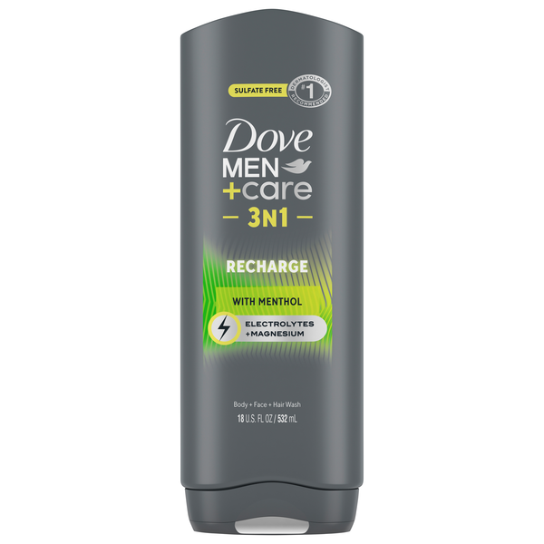 Dove Men+Care 3-in-1 Recharge with Menthol Body + Face + Hair Wash
