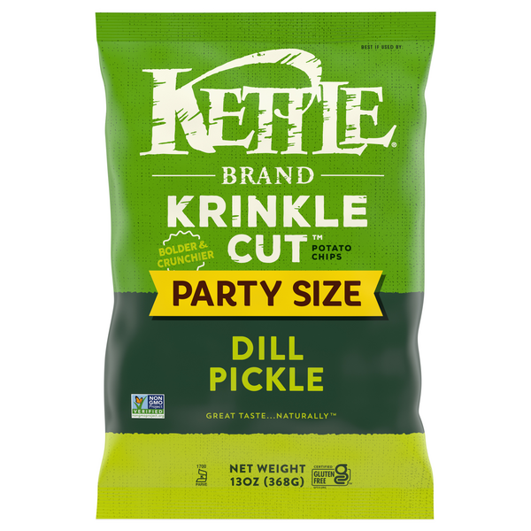 Kettle Brand Gluten Free Dill Pickle Krinkle Cut Potato Chips Party Size