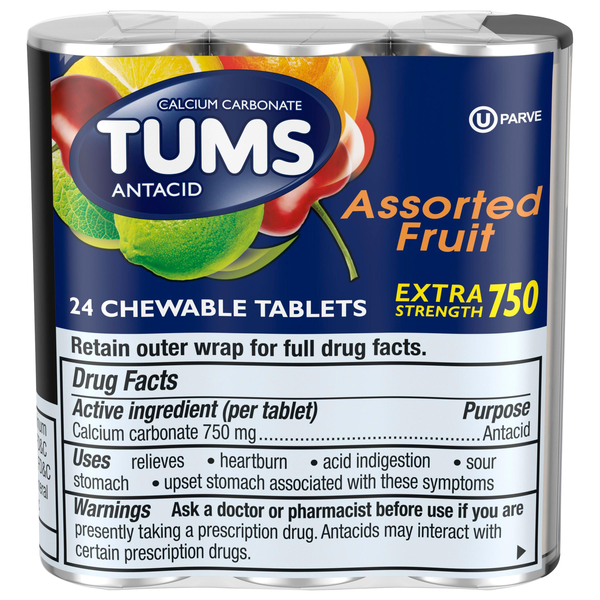 TUMS Assorted Fruit Extra Strength Antacid Chewable Tablets