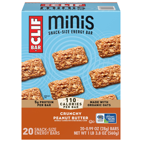 CLIF Minis Organic Crunchy Peanut Butter Snack Size Energy Bar - 20 ct