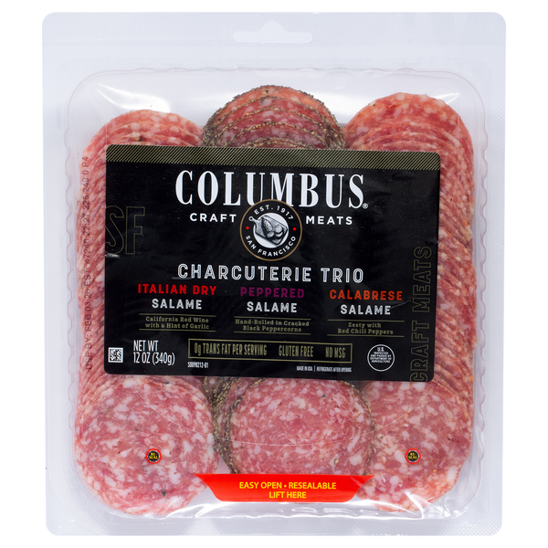 Columbus Charcuterie Trio Italian Peppered & Calabrese Salame Sliced