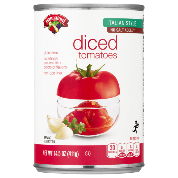 Hannaford No Salt Added Italian Style Diced Tomatoes