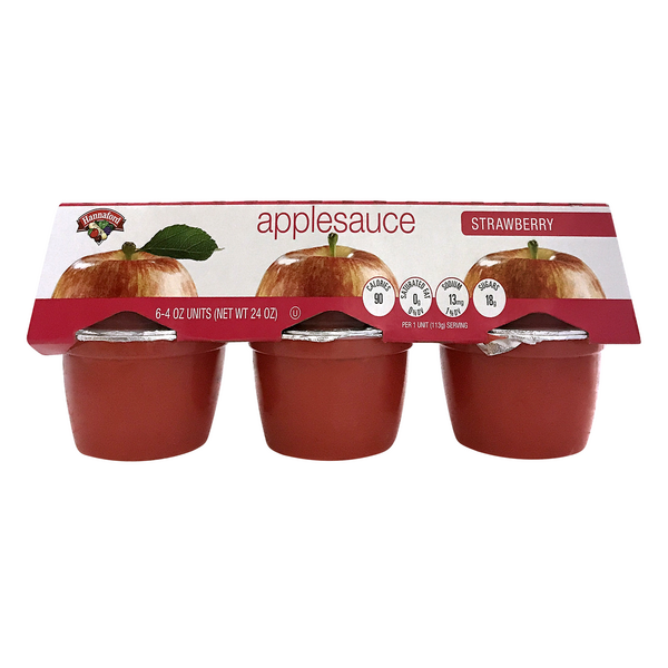 Hannaford Strawberry Applesauce Cups - 6 ct
