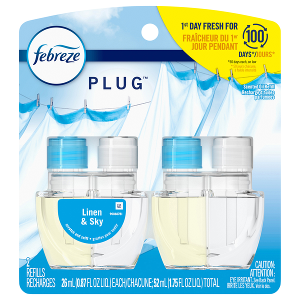 Febreze PLUG Linen & Sky Scented Oil Refills - 2 ct