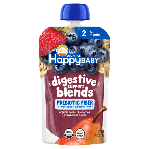Happy Baby Organics Digestive Support 2 Baby Food Pears Berries Oats