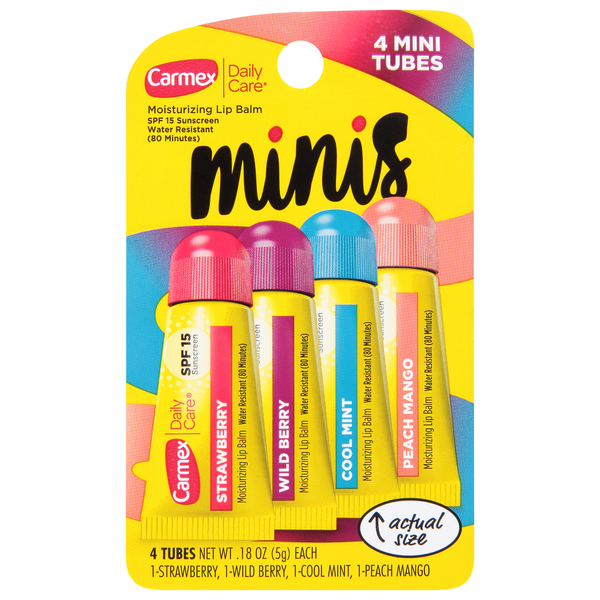 Carmex Lip Balm Moisturizing SPF 15 Assorted Flavors Minis - 4 ct