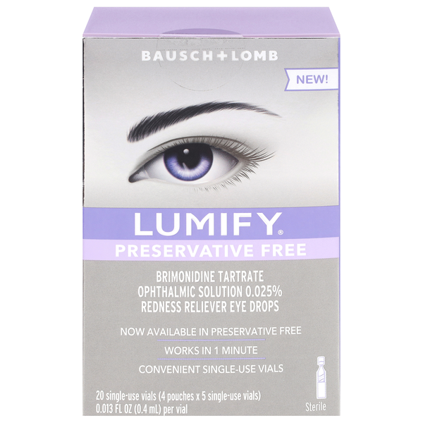 Bausch + Lomb Lumify Preservative Free Redness Reliever Eye Drops - 20 ct