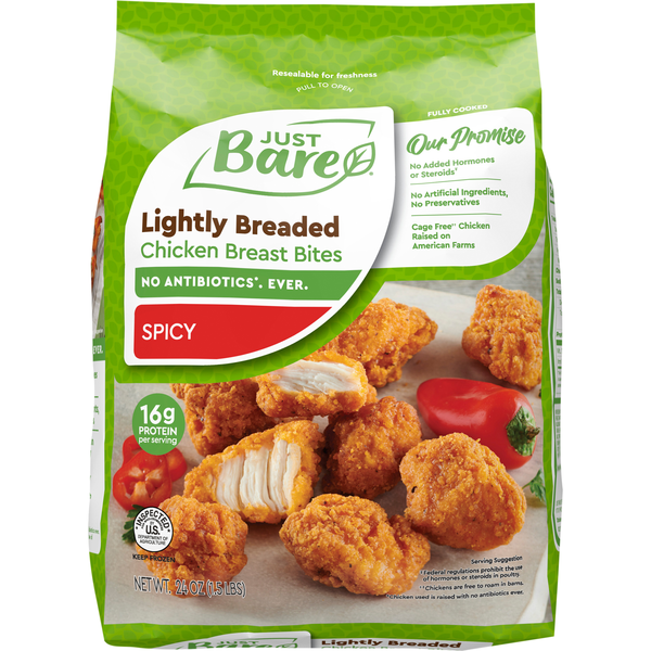 Just Bare Lightly Breaded Spicy Chicken Breast Bites Frozen