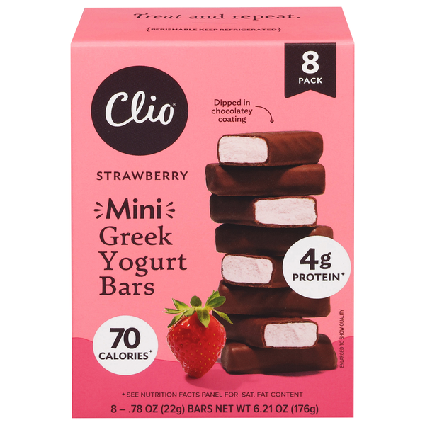 Clio Mini Strawberry Greek Yogurt Bars - 8 ct Refrigerated