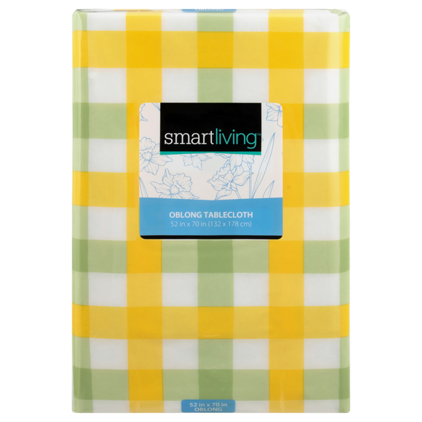 Smart Living Spring Square Tablecloth Oblong 52 X 70 Inch Plaid