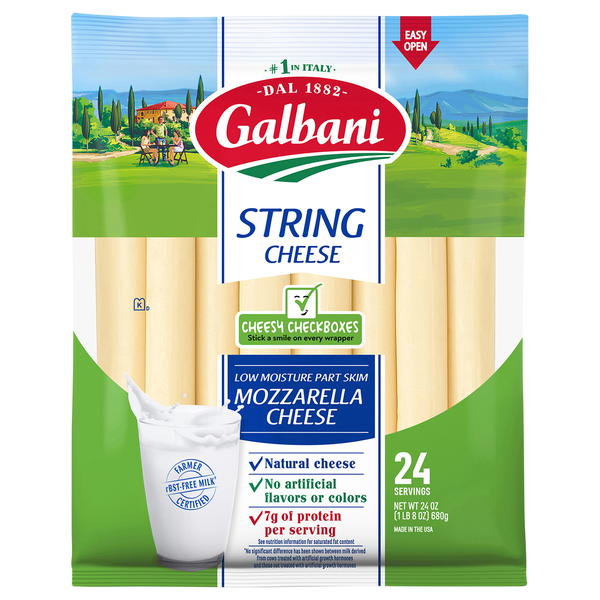 Galbani Low Moisture Part Skim Mozzarella String Cheese - 24 ct