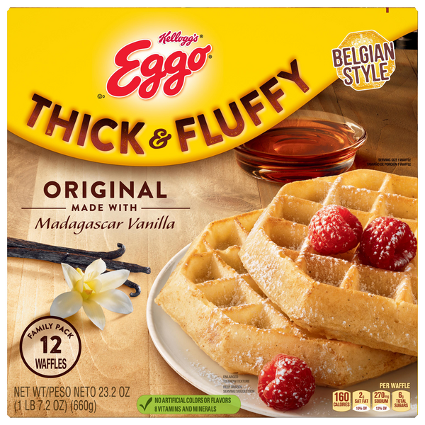 Save on Kellogg's Eggo Thick & Fluffy Waffles Belgian Style Original