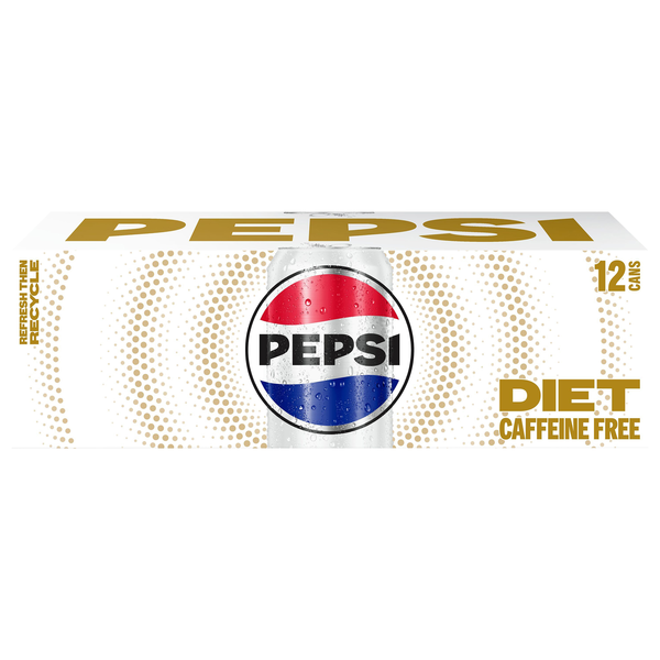 Diet Pepsi Cola Soda Caffeine Free - 12 pk