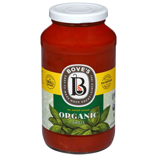 Bove's Organic No Added Sugar Basil Pasta Sauce