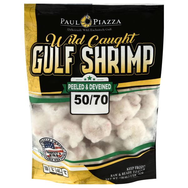 Paul Piazza Wild Caught Peeled/Deveined Gulf Shrimp 50-70 ct per lb Frozen