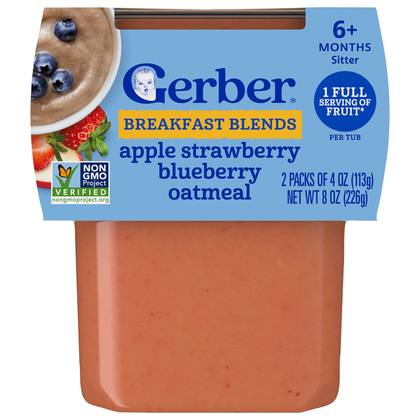 Gerber 2nd Baby Food Apple Strawberry Blueberry with Mixed Cereal - 2 ct