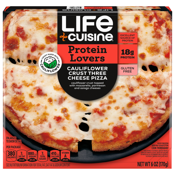 Save on Life Cuisine Protein Lovers Cauliflower Crust Pizza Three