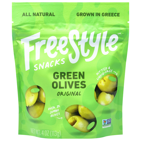 FreeStyle Snacks Original Green Pitted Olives