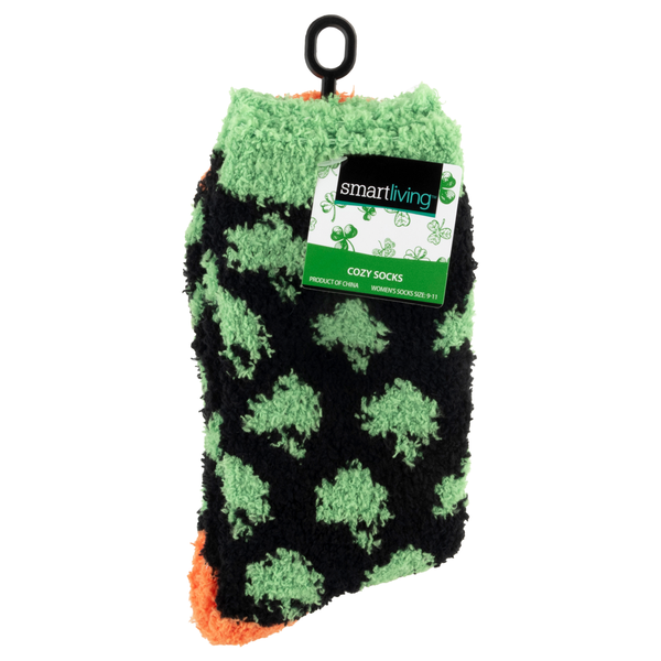Smart Living St. Patrick's Day Cozy Women's Socks Size 9-11 Black & Green